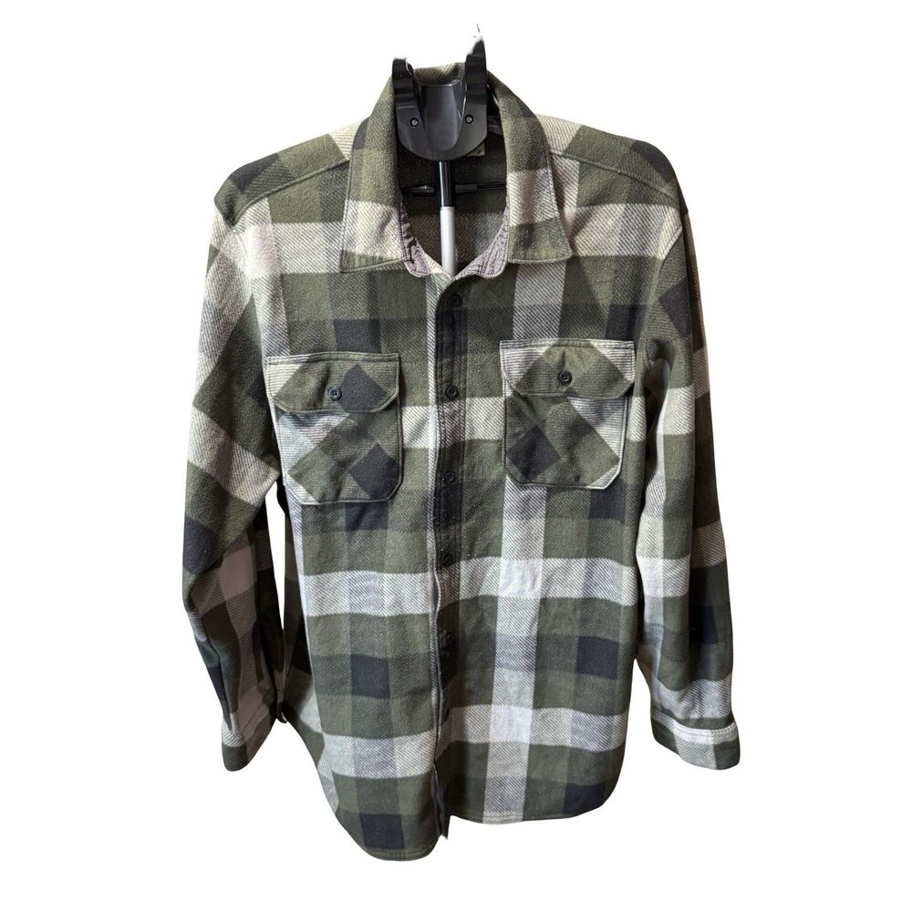 Wrangler Men's Green Thick Flannel Polyester Shirts XL XLarge